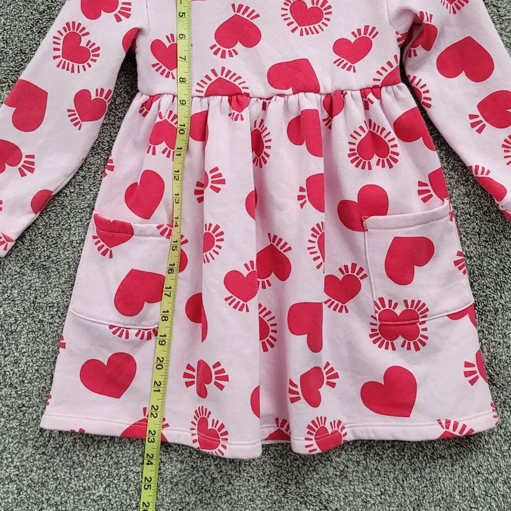 Girls Old Navy Pink Cozy Dress with Red Hearts 5T
